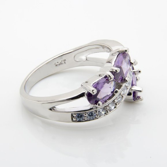 10K Gold Plated Sterling Silver Amethyst Ring - Picture 2 of 3
